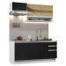 Cozinha Completa Madesa Glamy 180008 com Armário e Balcão (Sem Tampo e Pia) - Branco/Preto