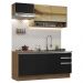 Cozinha Completa Madesa Glamy 180008 com Armário e Balcão (Sem Tampo e Pia) - Rustic/Preto