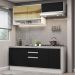 Cozinha Completa Madesa Glamy 200003 com Armário e Balcão (Sem Tampo e Pia) - Branco/Preto
