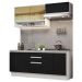 Cozinha Completa Madesa Glamy 200003 com Armário e Balcão (Sem Tampo e Pia) - Branco/Preto