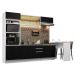 Cozinha Completa Madesa Glamy 315001 com Armário, Balcão e Bancada (Sem Tampo e Pia) - Branco/Preto