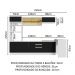 Cozinha Completa Madesa Glamy 315001 com Armário, Balcão e Bancada (Sem Tampo e Pia) - Branco/Preto