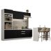 Cozinha Completa Madesa Glamy 315002 com Armário, Balcão e Bancada (Sem Tampo e Pia) - Branco/Preto