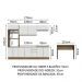 Cozinha Completa Madesa Glamy 315002 com Armário, Balcão e Bancada (Sem Tampo e Pia) - Rustic/Branco