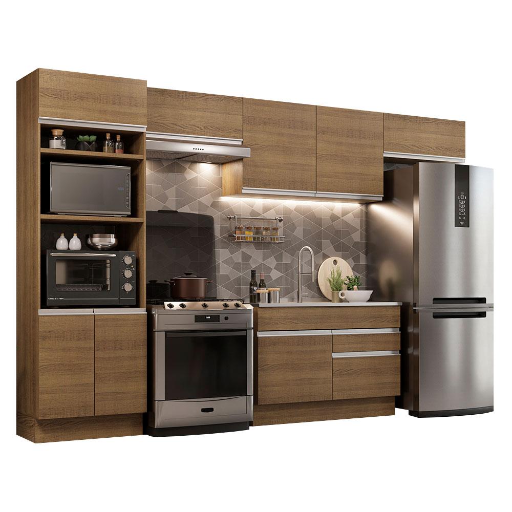 Cozinha Completa Madesa Glamy 350001 com Armário e Balcão (Sem Tampo e Pia) - Rustic