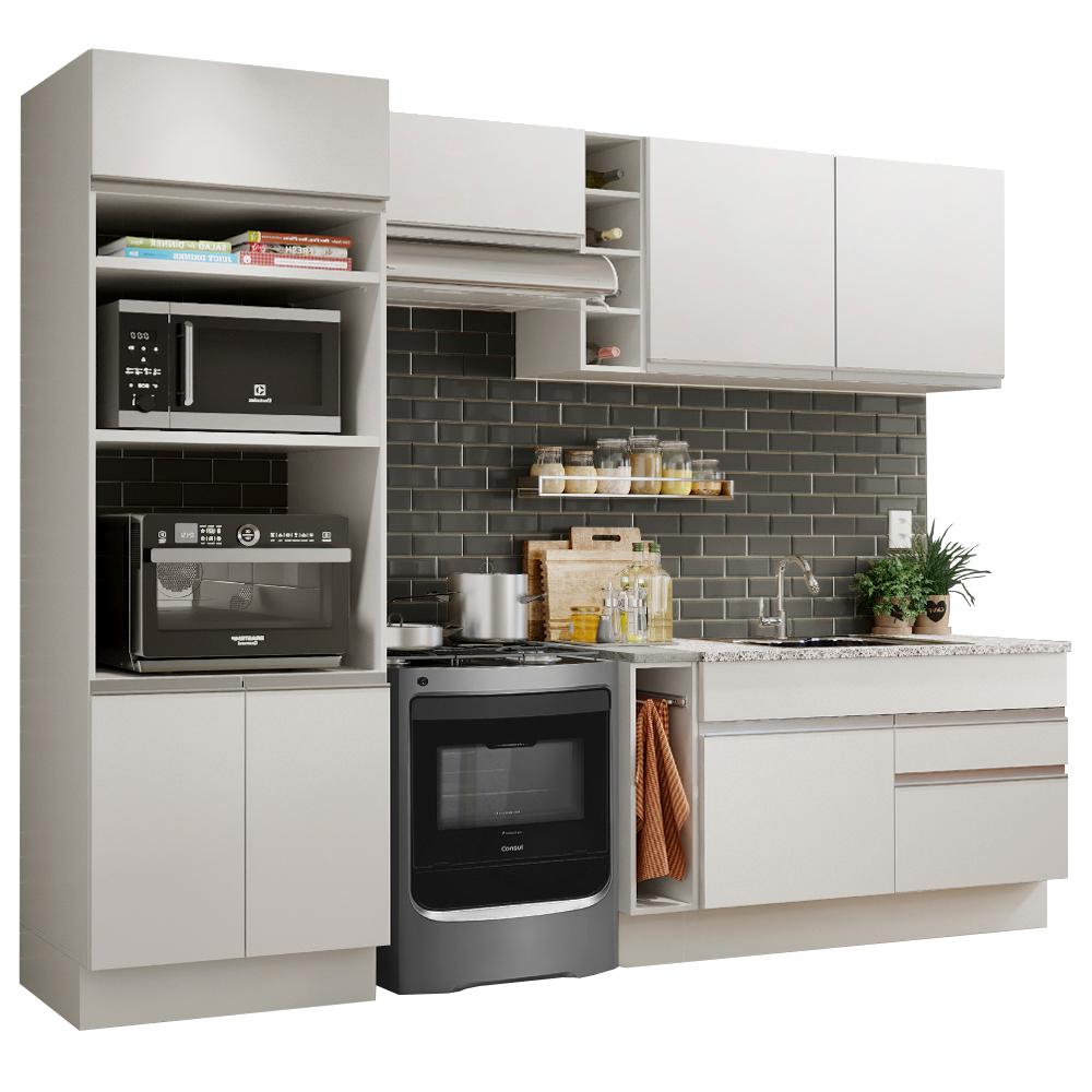 Cozinha Completa Madesa Jade com Armário e Balcão (Sem Tampo e Pia) - Branco