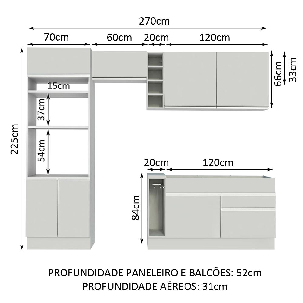 Cozinha Completa Madesa Jade com Armário e Balcão (Sem Tampo e Pia) - Branco