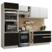Cozinha Completa Madesa Jade com Armário e Balcão (Sem Tampo e Pia) - Branco/Preto/Branco
