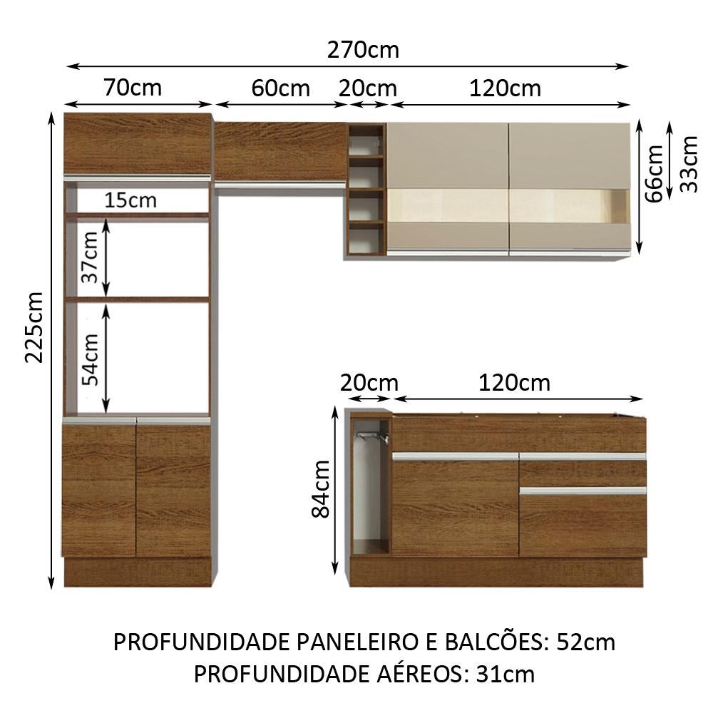 Cozinha Completa Madesa Jade com Armário e Balcão (Sem Tampo e Pia)