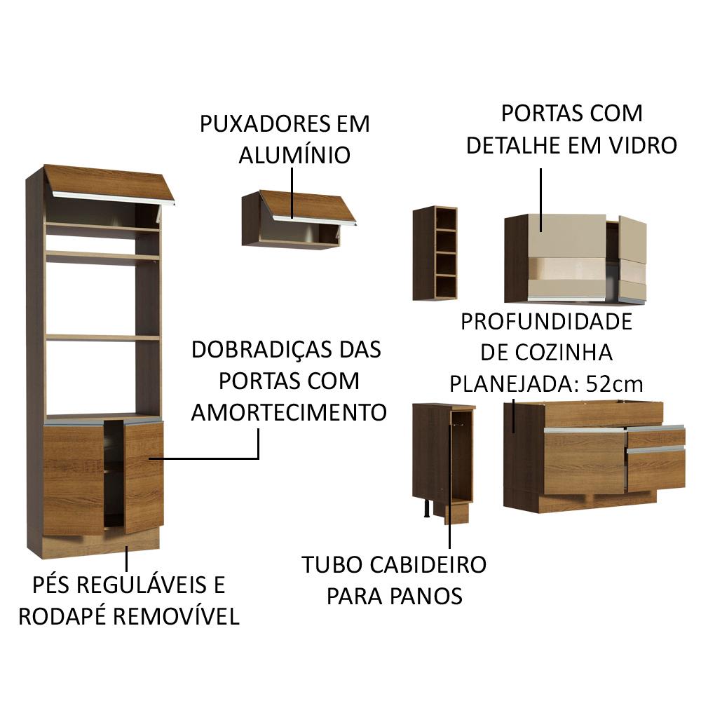 Cozinha Completa Madesa Jade com Armário e Balcão (Sem Tampo e Pia)