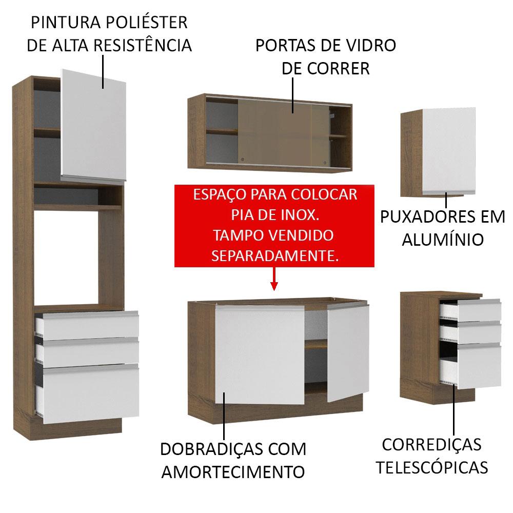 Cozinha Completa Madesa Karen 6 Portas 6 Gavetas (Sem Tampo e Pia)
