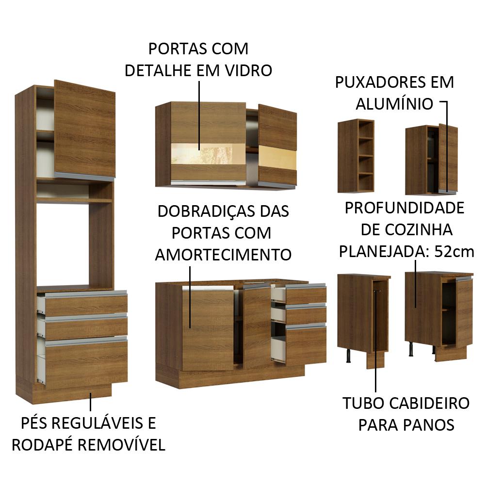 Cozinha Completa Madesa Lazio Com Armário e Balcão (Sem Tampo e Pia)