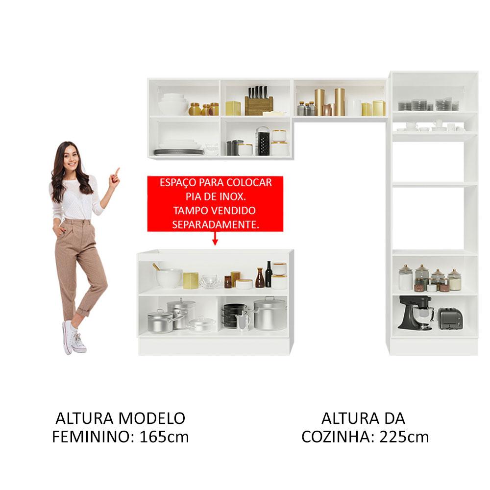 Cozinha Completa Madesa Lux 270001 com Armário e Balcão - Branco/Cinza