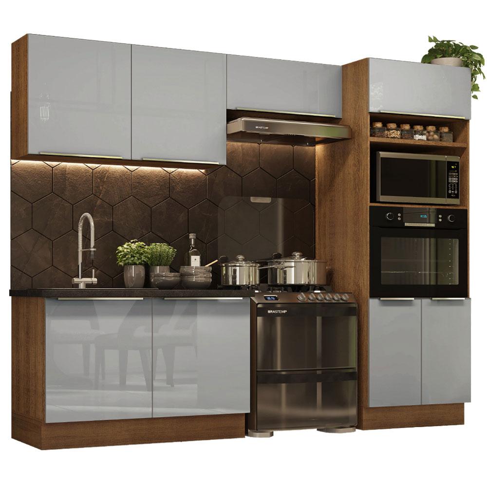 Cozinha Completa Madesa Lux 270001 com Armário e Balcão - Rustic/Cinza