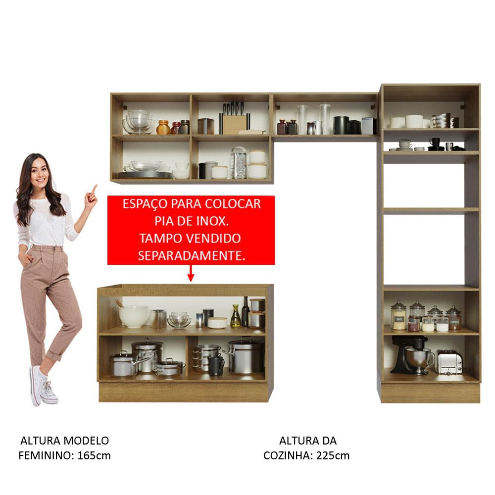 Cozinha Completa Madesa Lux 270001 com Armário e Balcão - Rustic/Cinza