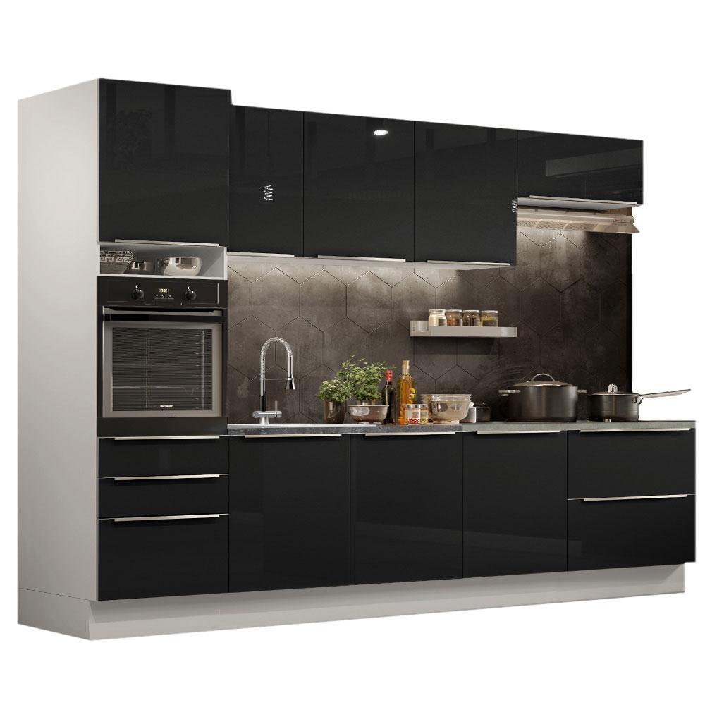 Cozinha Completa Madesa Lux 320004 com Armário e Balcão - Branco/Preto