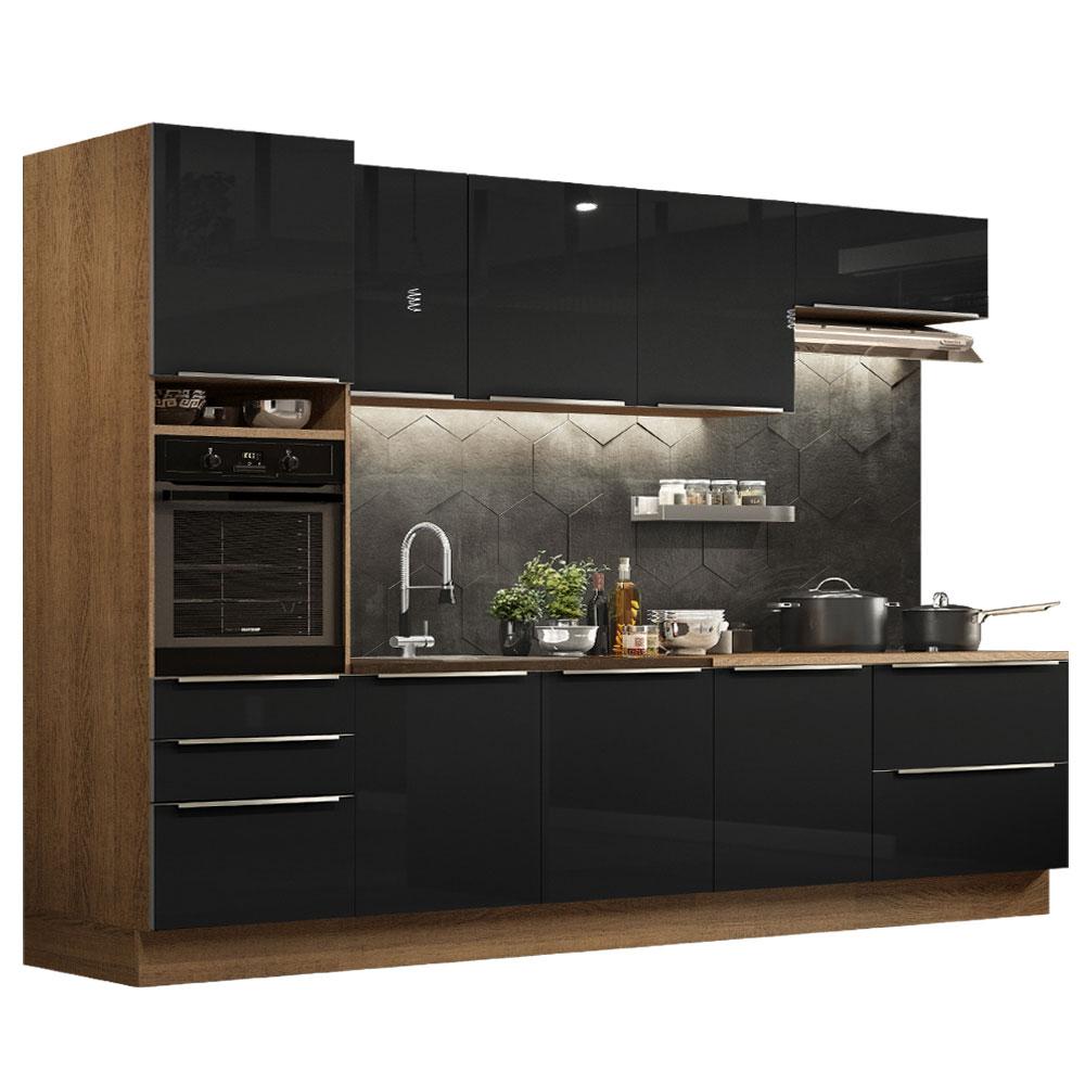 Cozinha Completa Madesa Lux 320004 com Armário e Balcão - Rustic/Preto