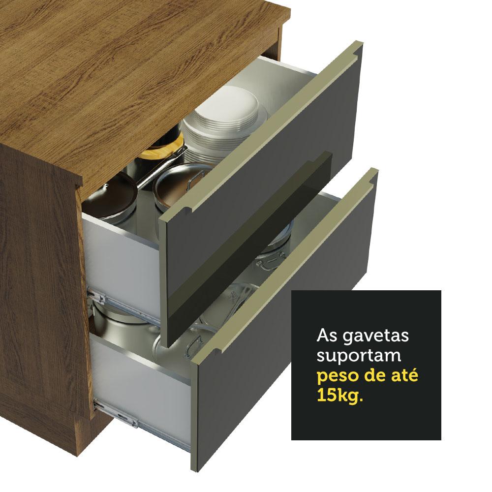 Cozinha Completa Madesa Lux 320004 com Armário e Balcão - Rustic/Preto