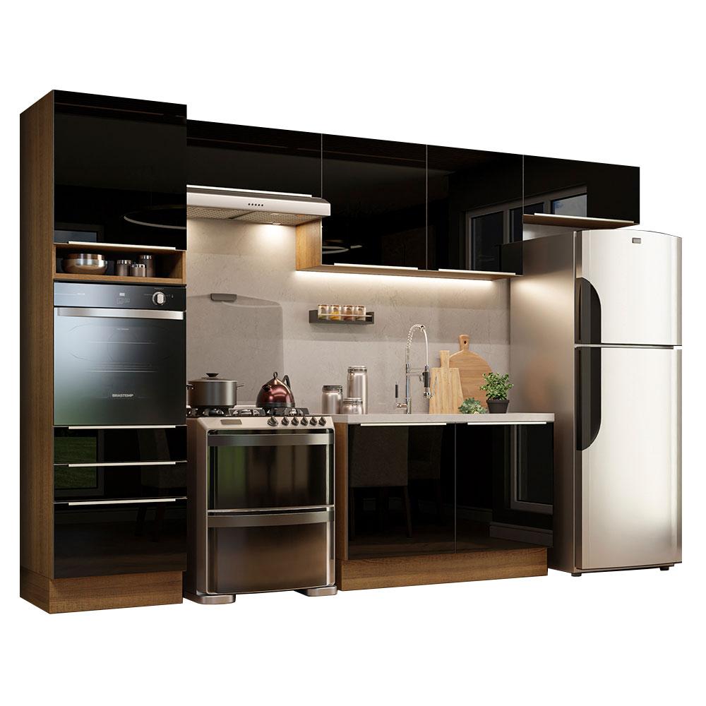 Cozinha Completa Madesa Lux 340001 com Armário e Balcão - Rustic/Preto