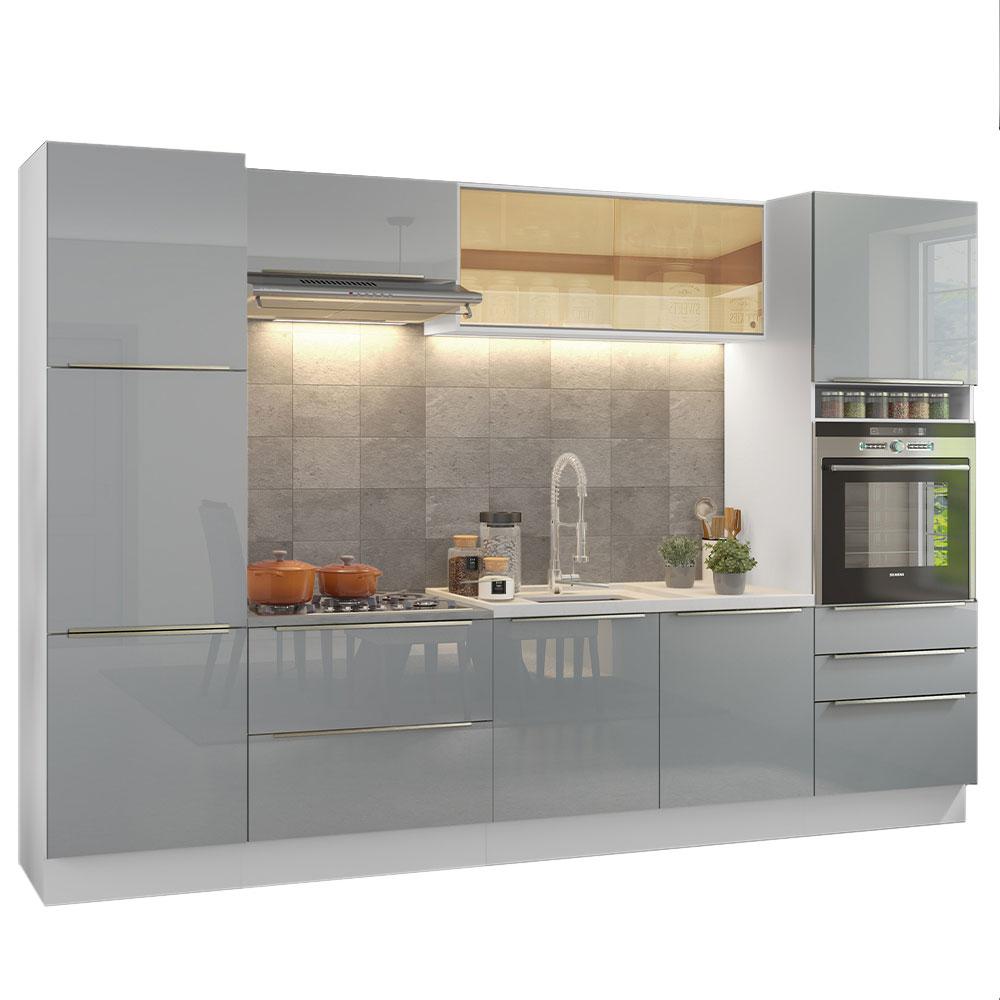 Cozinha Completa Madesa Lux com Armário e Balcão - Branco/Cinza