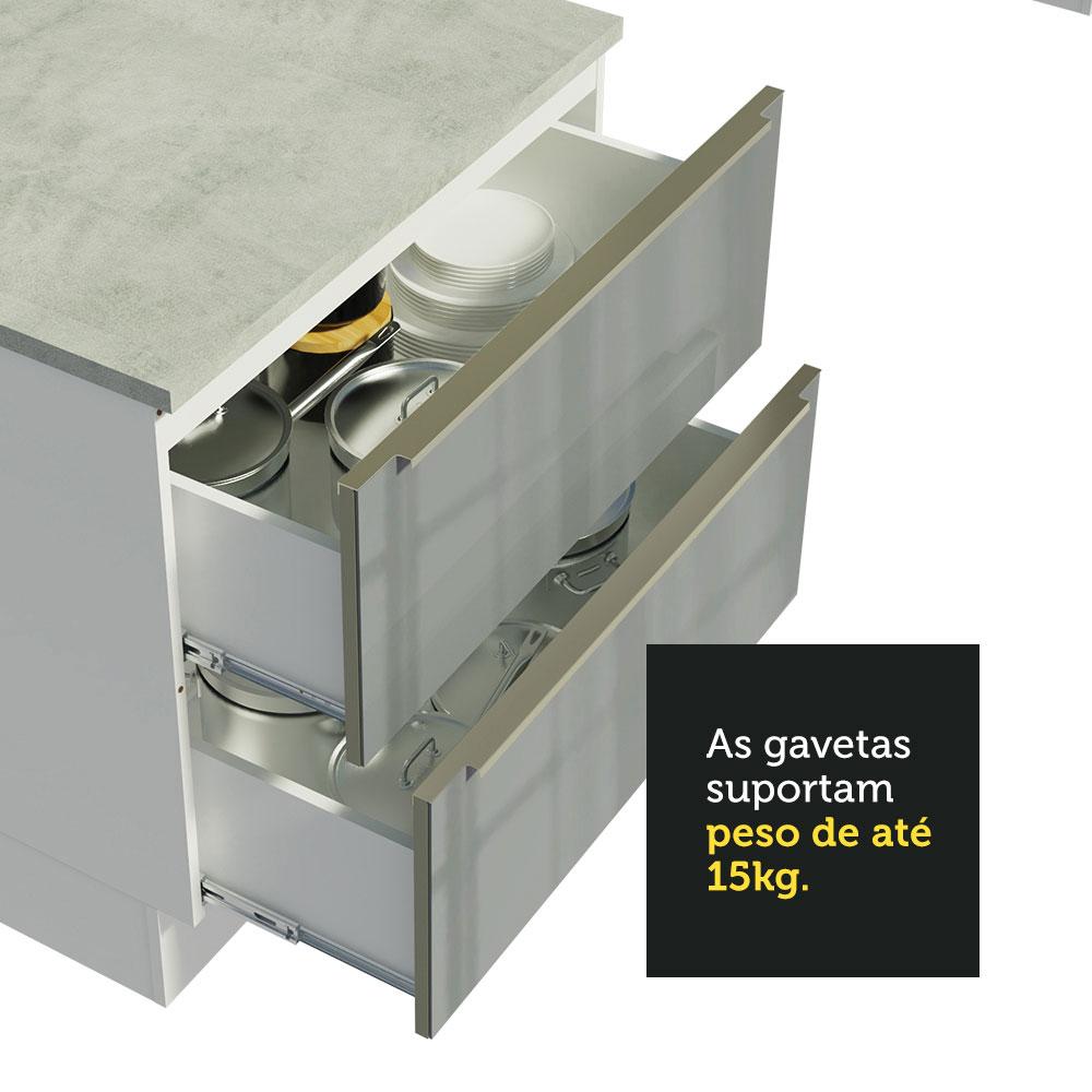 Cozinha Completa Madesa Lux com Armário e Balcão - Branco/Cinza