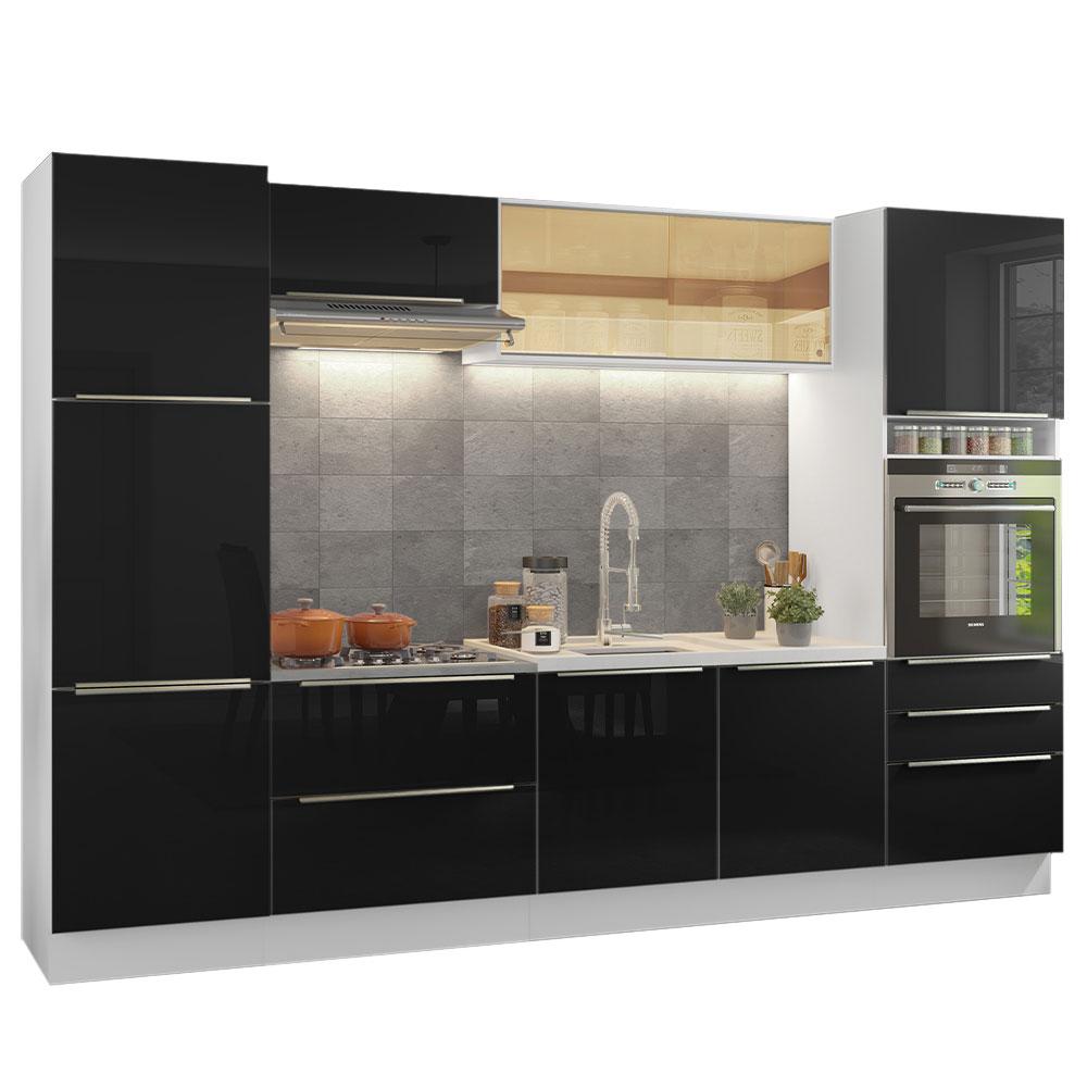 Cozinha Completa Madesa Lux com Armário e Balcão - Branco/Preto