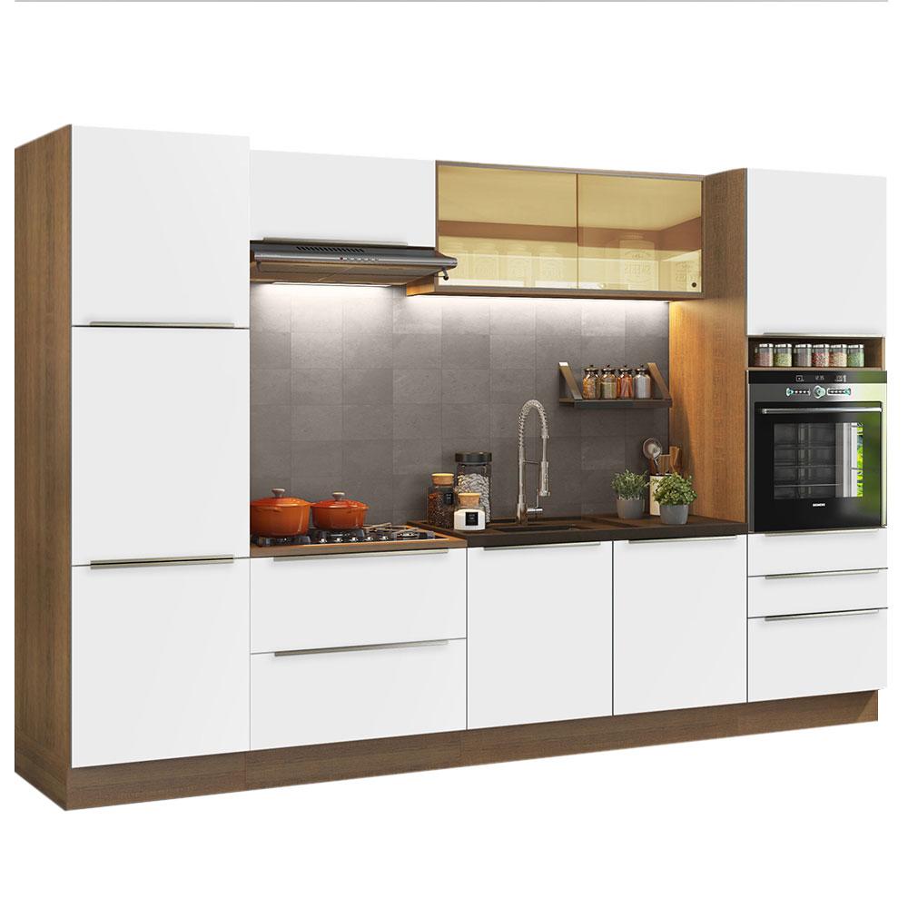 Cozinha Completa Madesa Lux com Armário e Balcão - Rustic/Branco Veludo