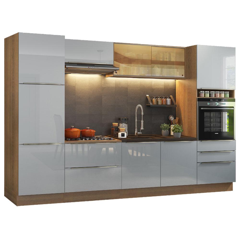Cozinha Completa Madesa Lux com Armário e Balcão - Rustic/Cinza