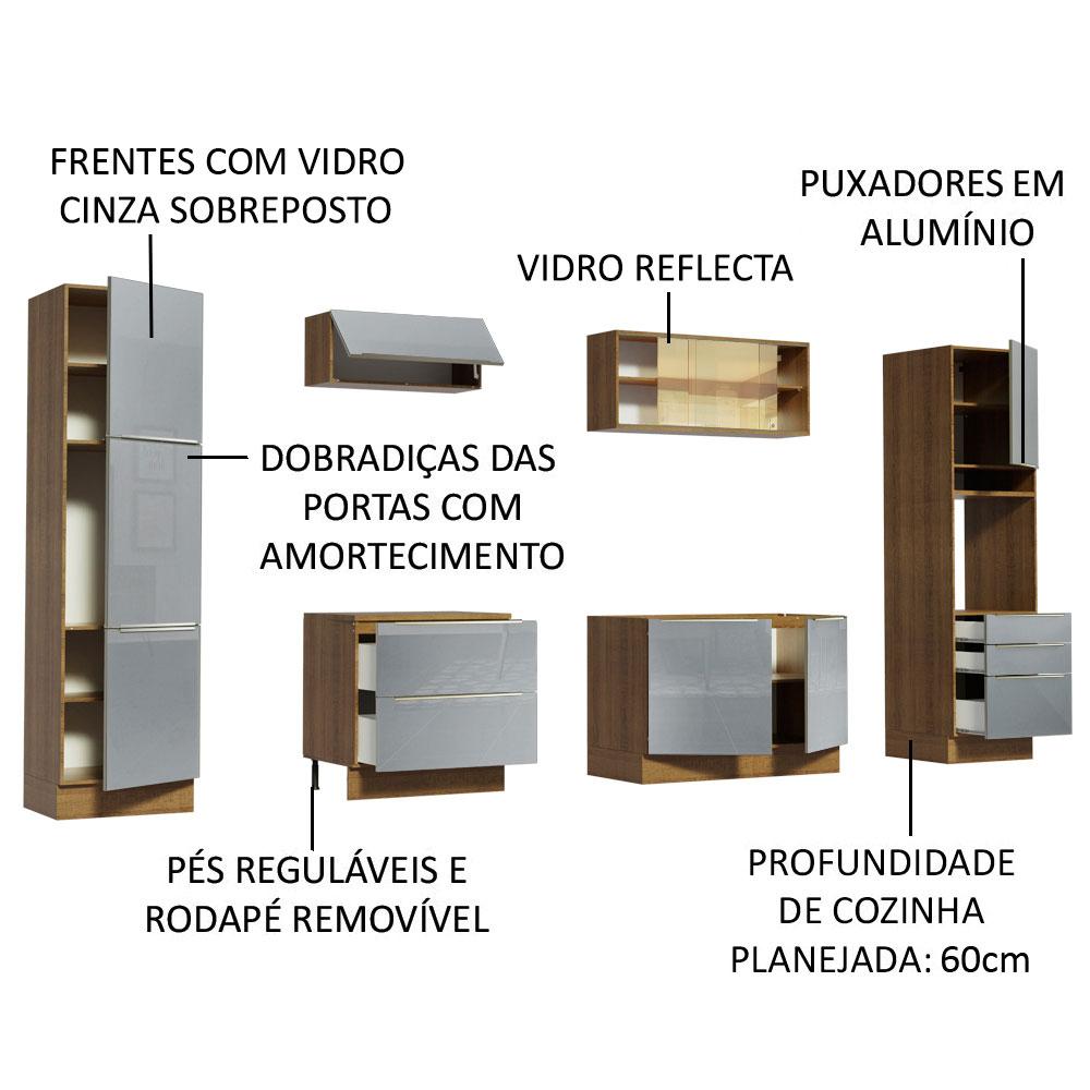 Cozinha Completa Madesa Lux com Armário e Balcão - Rustic/Cinza