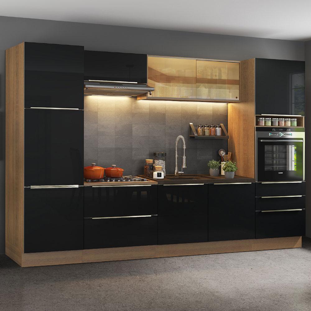 Cozinha Completa Madesa Lux com Armário e Balcão - Rustic/Preto