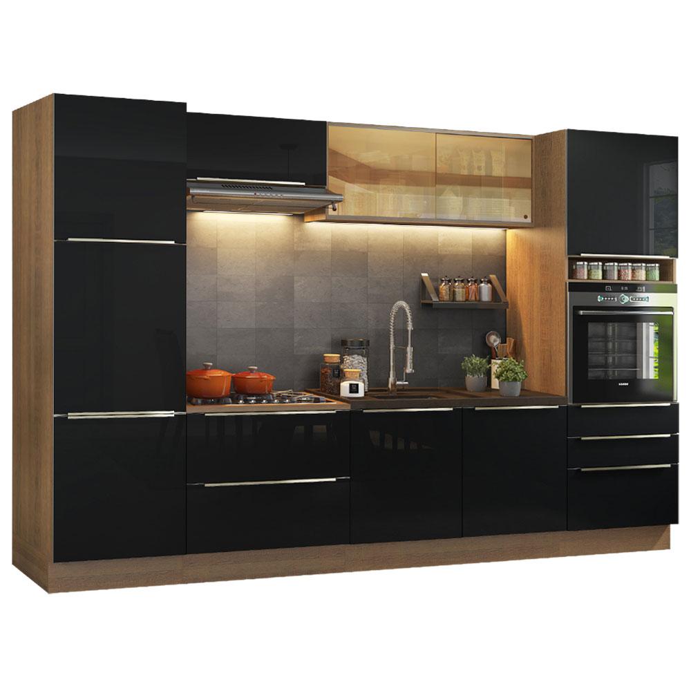 Cozinha Completa Madesa Lux com Armário e Balcão - Rustic/Preto