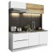 Cozinha Completa Madesa Lux com Armário e Balcão 5 Portas 2 Gavetas - Branco/Branco Veludo