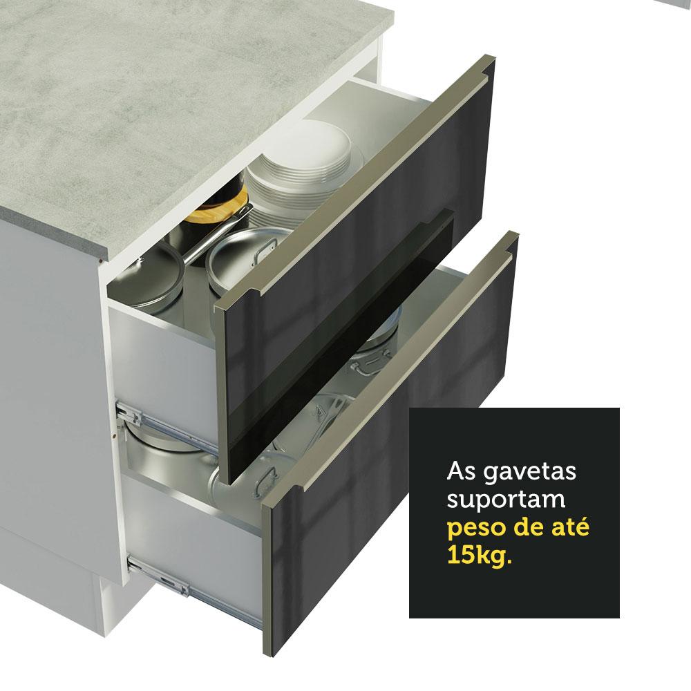 Cozinha Completa Madesa Lux com Armário e Balcão 5 Portas 2 Gavetas - Branco/Preto