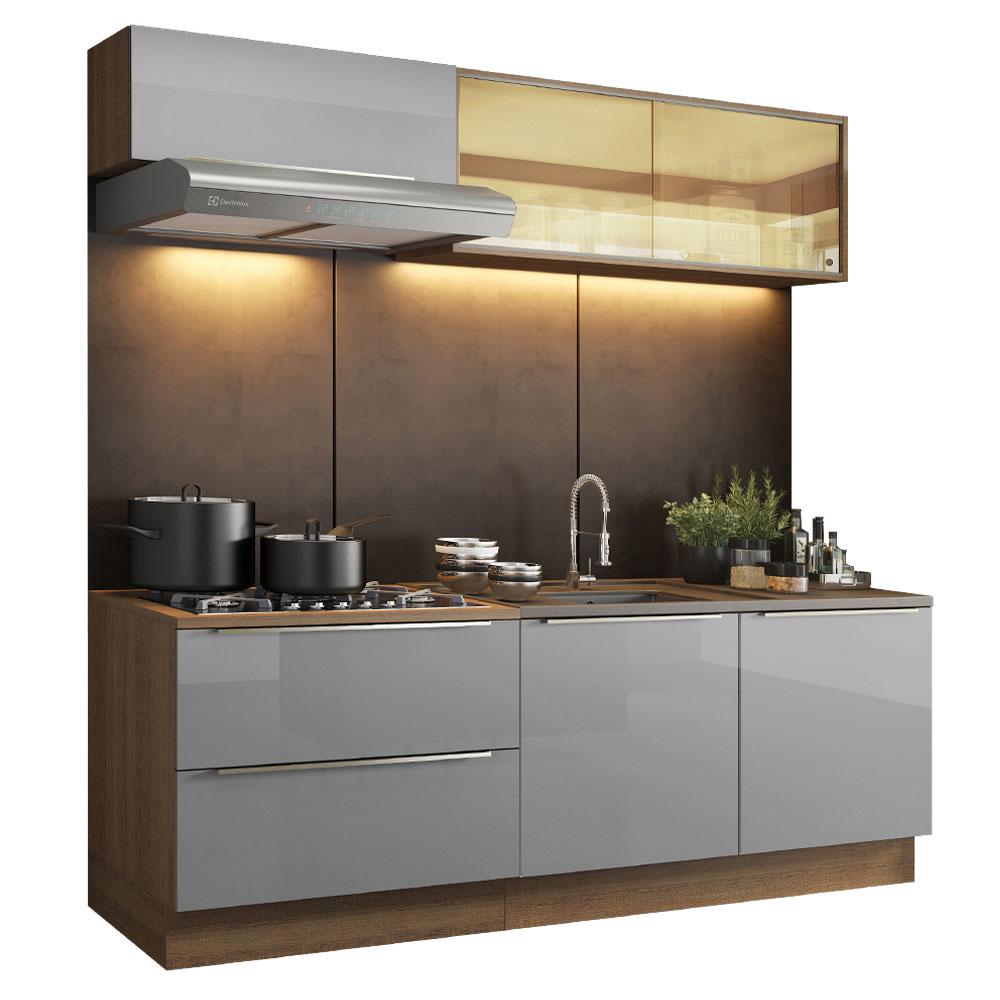 Cozinha Completa Madesa Lux com Armário e Balcão 5 Portas 2 Gavetas - Rustic