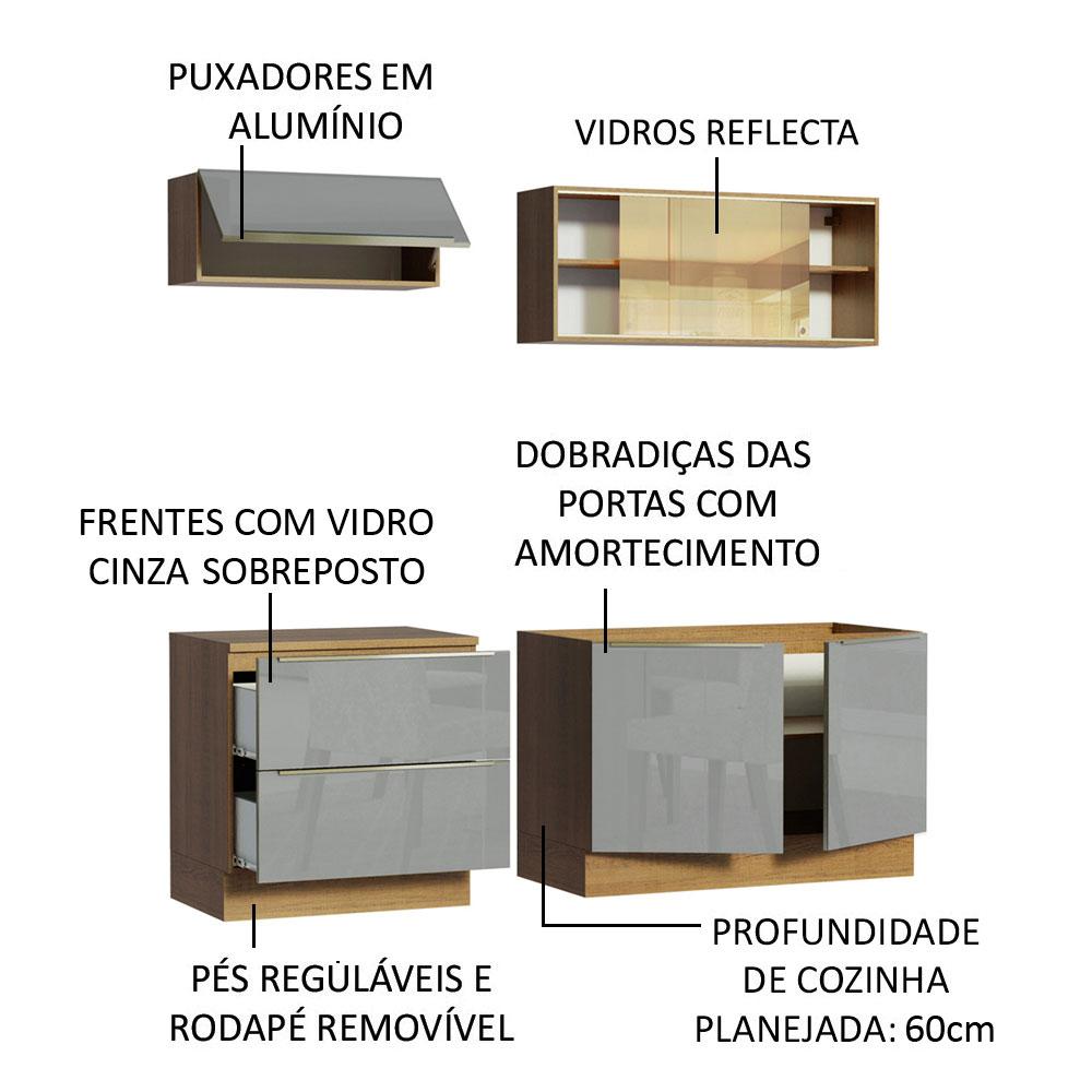 Cozinha Completa Madesa Lux com Armário e Balcão 5 Portas 2 Gavetas - Rustic