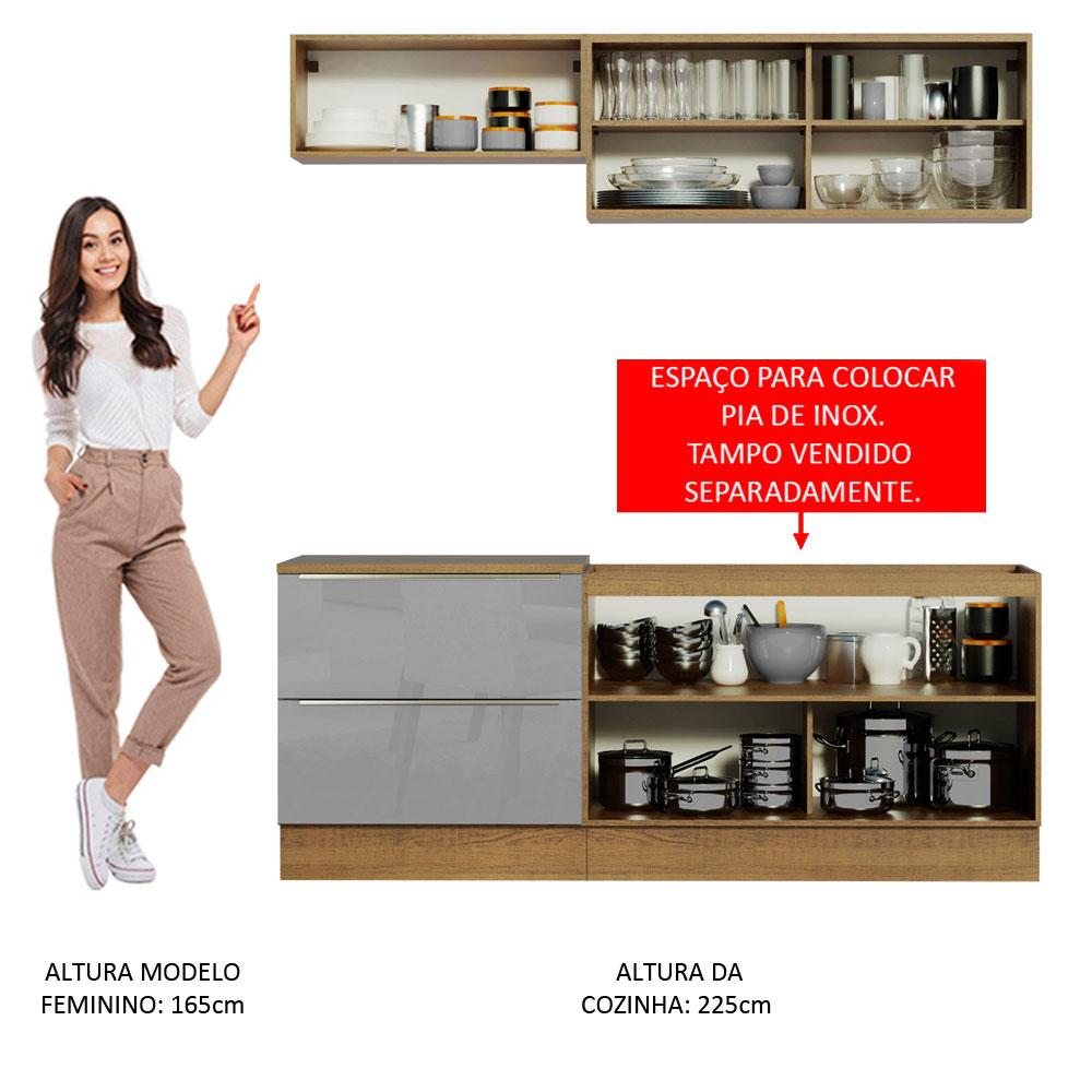 Cozinha Completa Madesa Lux com Armário e Balcão 5 Portas 2 Gavetas - Rustic