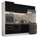 Cozinha Completa Madesa Lux com Armário e Balcão 6 Portas 3 Gavetas - Branco/Preto