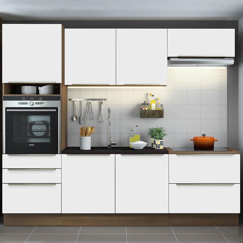Cozinha Completa Madesa Lux com Armário e Balcão 6 Portas 5 Gavetas - Rustic/Branco Veludo