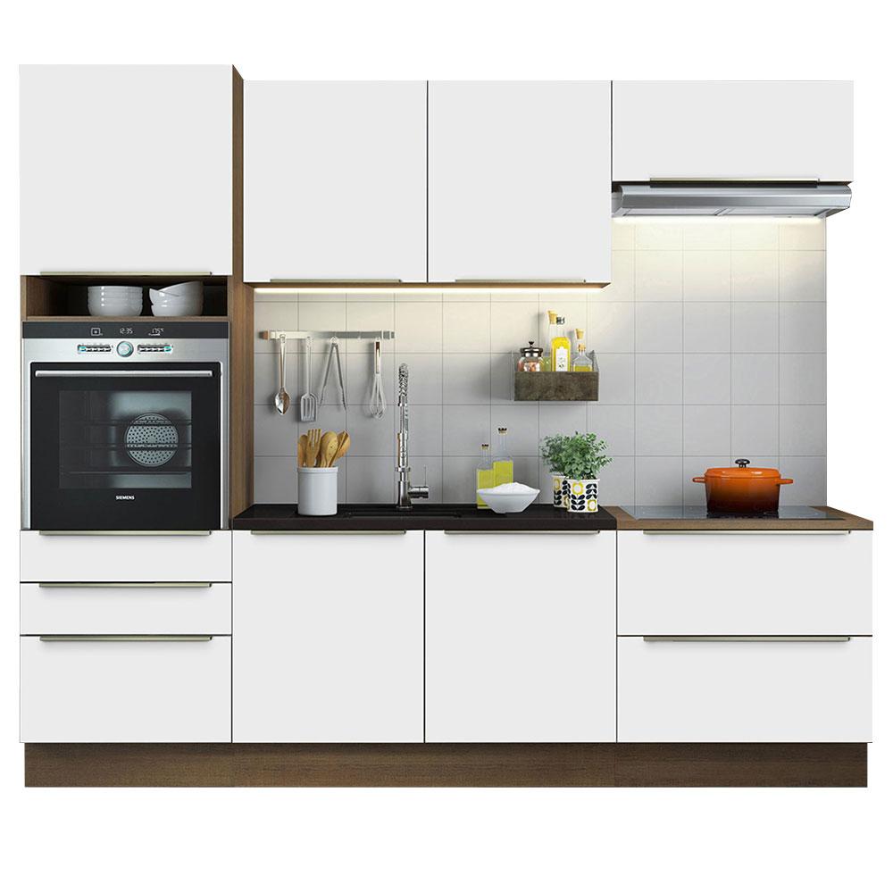Cozinha Completa Madesa Lux com Armário e Balcão 6 Portas 5 Gavetas - Rustic/Branco Veludo