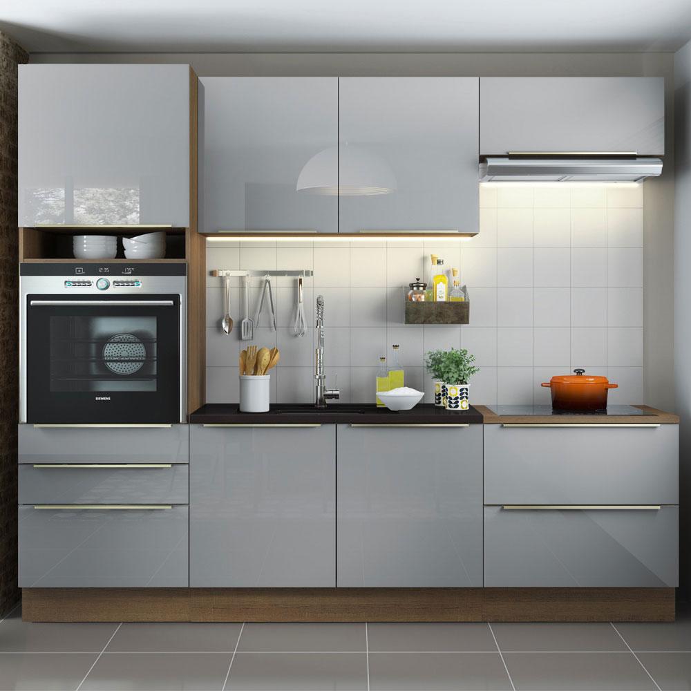 Cozinha Completa Madesa Lux com Armário e Balcão 6 Portas 5 Gavetas - Rustic/Cinza