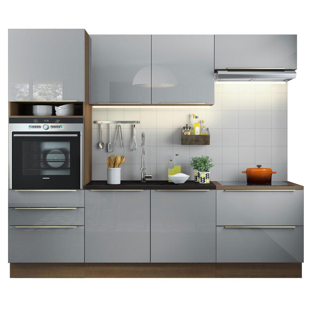 Cozinha Completa Madesa Lux com Armário e Balcão 6 Portas 5 Gavetas - Rustic/Cinza