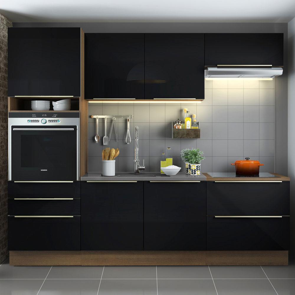 Cozinha Completa Madesa Lux com Armário e Balcão 6 Portas 5 Gavetas - Rustic/Preto