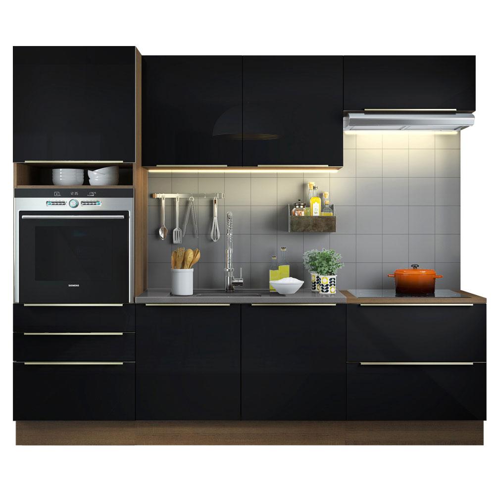 Cozinha Completa Madesa Lux com Armário e Balcão 6 Portas 5 Gavetas - Rustic/Preto