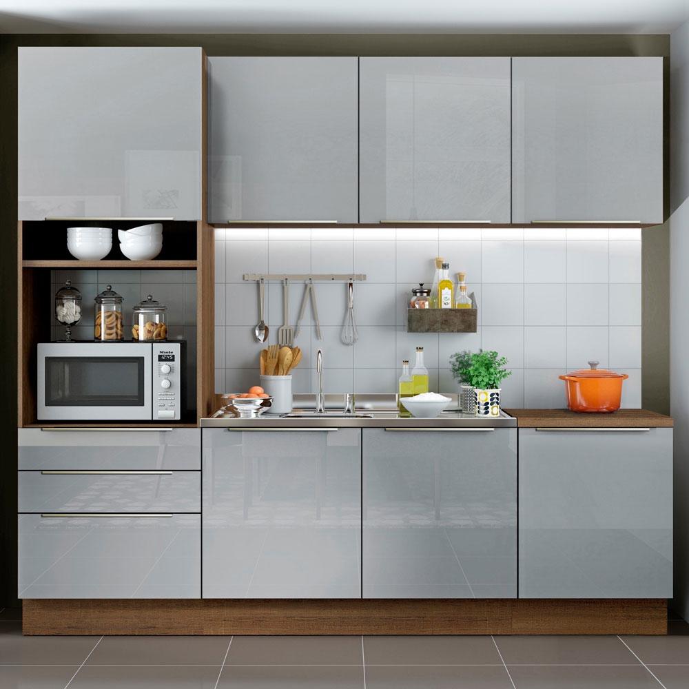 Cozinha Completa Madesa Lux com Armário e Balcão 7 Portas 3 Gavetas - Rustic/Cinza