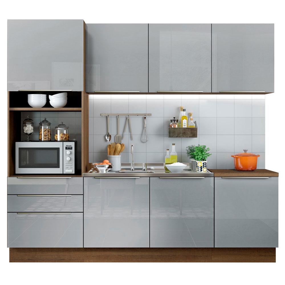 Cozinha Completa Madesa Lux com Armário e Balcão 7 Portas 3 Gavetas - Rustic/Cinza