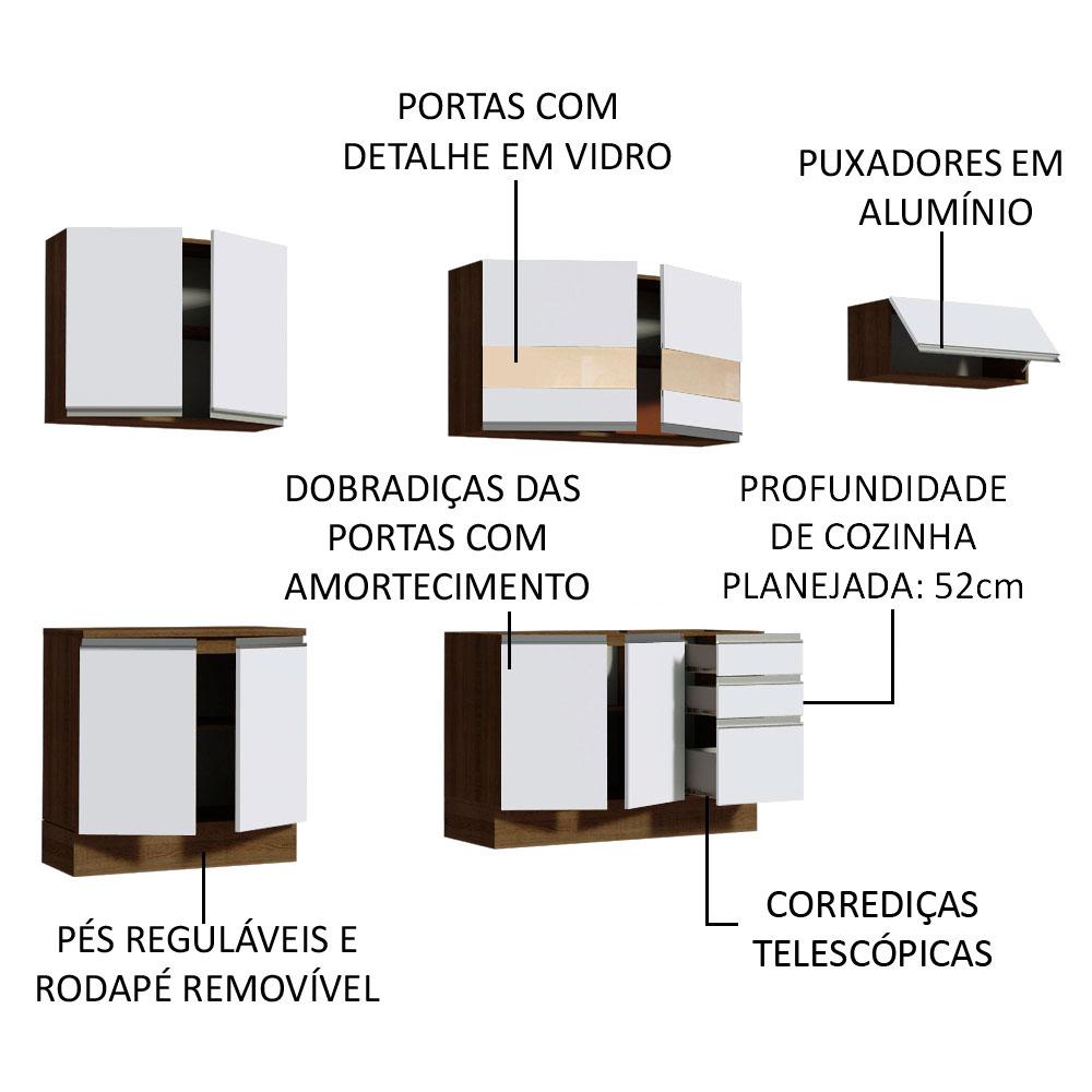 Cozinha Completa Madesa Marcela Com Armário e Balcão (Sem Tampo e Pia) - Rustic/Branco
