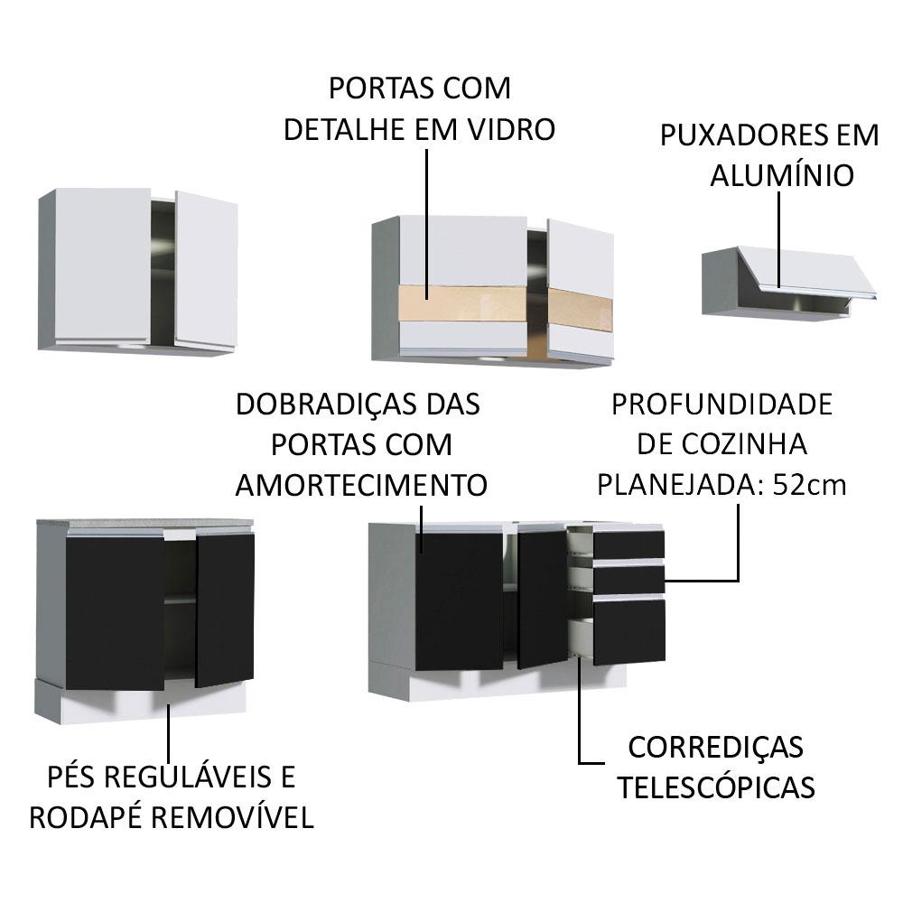 Cozinha Completa Madesa Marcela Com Armário e Balcão (Sem Tampo e Pia)