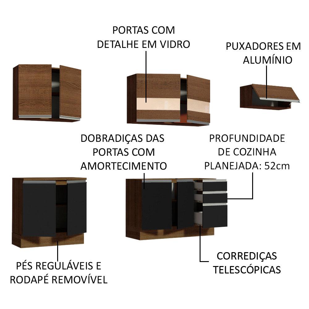 Cozinha Completa Madesa Marcela Com Armário e Balcão (Sem Tampo e Pia)
