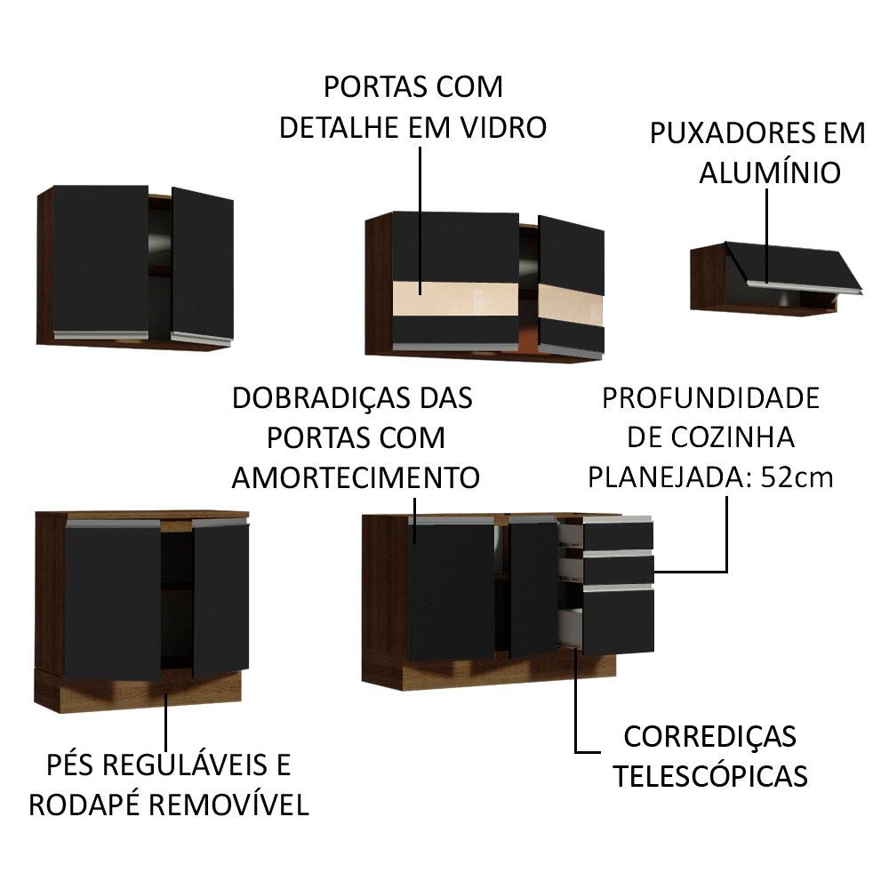 Cozinha Completa Madesa Marcela Com Armário e Balcão (Sem Tampo e Pia)