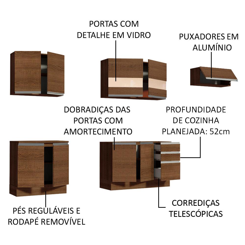 Cozinha Completa Madesa Marcela Com Armário e Balcão (Sem Tampo e Pia)